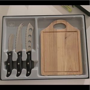 Sharper image cheese knife set with board